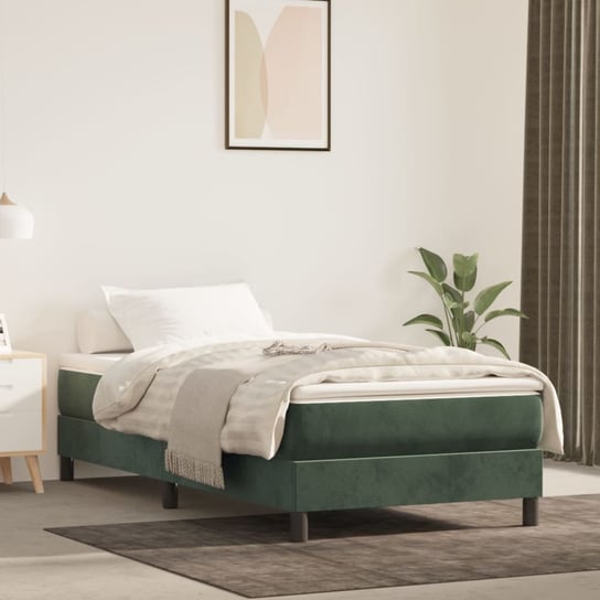 The Living Store Materac kieszeniowy - ciemnozielony - 100x200x20 cm - aksamit - Materac The Living Store