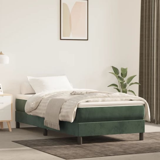 The Living Store Materac kieszeniowy - ciemnozielony - 90x200x20 cm - aksamit - Materac The Living Store