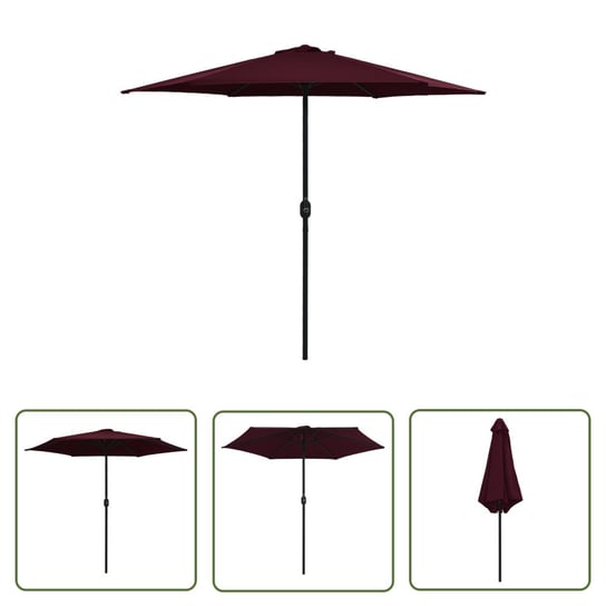 The Living Store Parasol ogrodowy na aluminiowym słupku - 270x246 cm - bordowy - Parasol Ogrodowy The Living Store