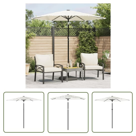 The Living Store Parasol ogrodowy na stalowym słupku - biały - 223x223x213 cm - Parasol Ogrodowy The Living Store