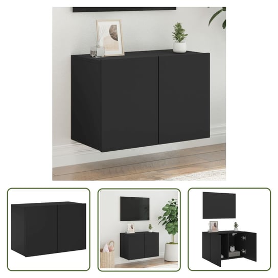 The Living Store Ścienna szafka TV - czarna - 60x30x41 cm - Szafka Pod TV The Living Store