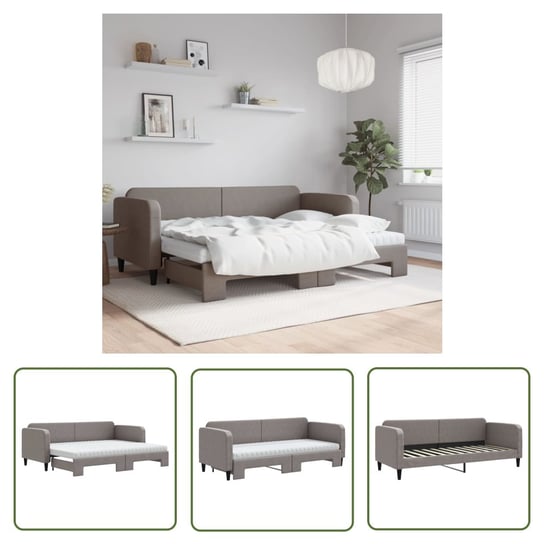 The Living Store Sofa rozsuwana z materacami - kolor taupe - 80x200 cm - tkanina - Sofa Rozsuwana The Living Store