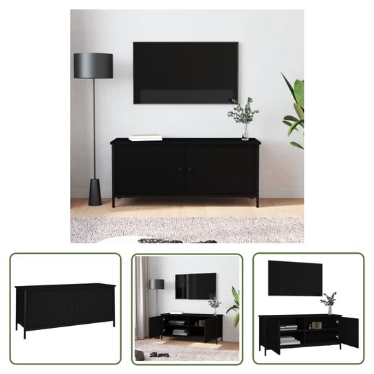 The Living Store Szafka pod TV - czarna - 102x35x45 cm - materiał drewnopochodny - Szafka TV The Living Store