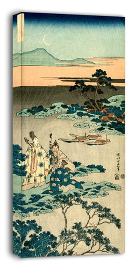 The Minister Toru Daijin Standing by a Lake Beneath a Crescent Moon, Hokusai - obraz na płótnie 30x60 cm Inny producent