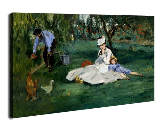 The Monet Family in Their Garden at Argenteuil, Edouard Manet - obraz na płótnie 70x50 cm Galeria Plakatu