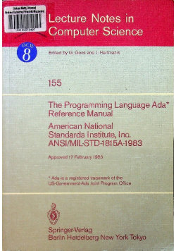 The Programming Language Ada Reference Manual Springer Verlag