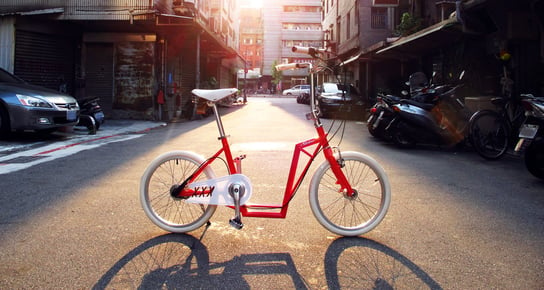 The-Sliders Metro Red gustowny i komfortowy, składany rower, hulajnoga 2w1, EAN 0590987661313 The Sliders