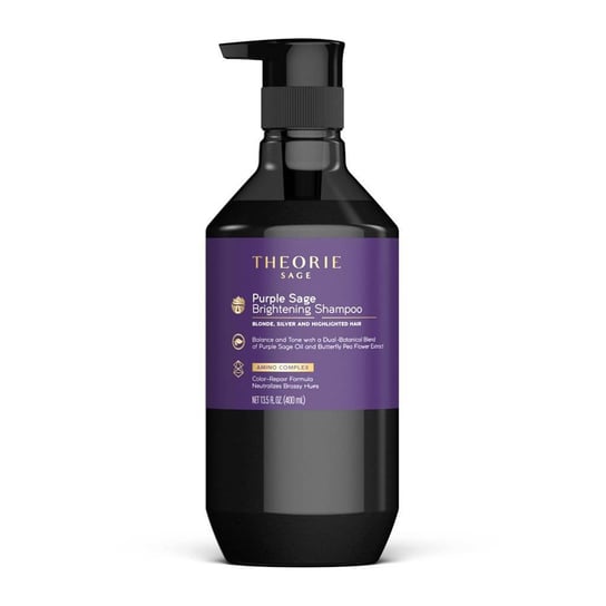 Theorie Sage Purple sage brightening shampoo szampon do włosów eliminujący żółte odcienie 400ml Theorie Sage