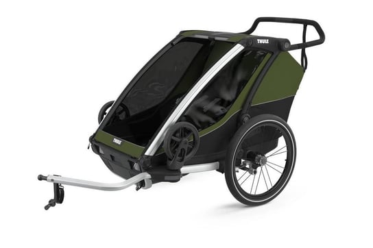 Thule, Chariot Cab 2, Wózek biegowy, Przyczepka rowerowa dla dziecka, podwójna, Cypress Green-Black Thule
