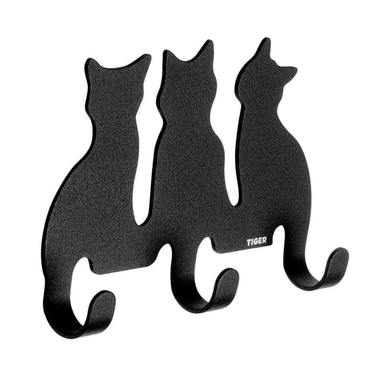 Tiger Cats wieszak na ręczniki 3-punktowy koty czarny mat 159030741 Inna marka