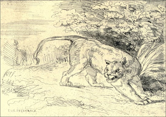 Tigre en Arrêt, Eugène Delacroix - plakat 59,4x84, / AAALOE Inna marka
