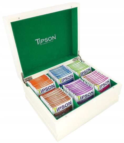 Tipson HEALTHY zestaw herbat ziołowych 6 SMAKÓW saszetki DREWNIANA SKRZYNKA - 60 szt. Tipson