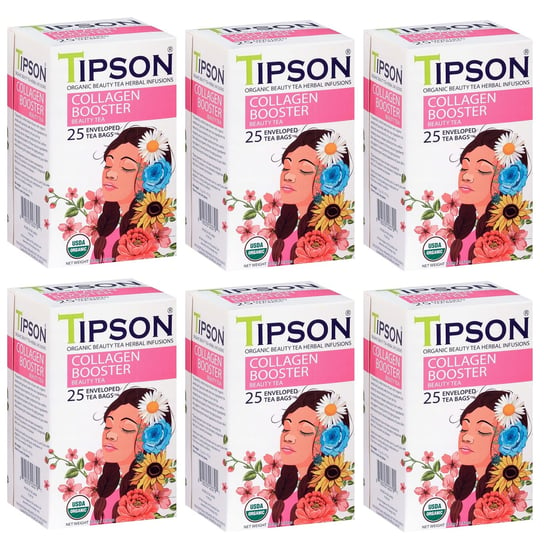 Tipson Organic Beauty COLLAGEN BOOSTER zielona herbata w saszetkach 25 x 1,5 g x6 Tipson