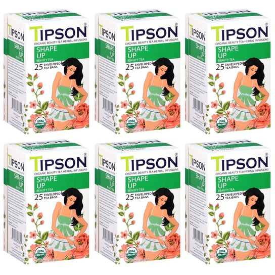 Tipson Organic Beauty SHAPE UP zielona herbata w saszetkach 25 x 1,5 g x6 Tipson