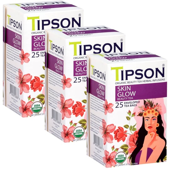 Tipson Organic Beauty SKIN GLOW zielona herbata w saszetkach 25 x 1,5 g x3 Tipson