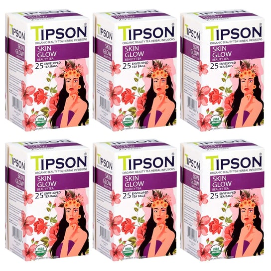 Tipson Organic Beauty SKIN GLOW zielona herbata w saszetkach 25 x 1,5 g x6 Tipson