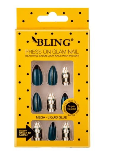 Tipsy BLING, Sztuczne paznokcie, (24 szt.) – glamour, wzór I Bling