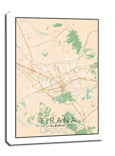 Tirana mapa kolorowa - obraz na płótnie 50x70 cm Galeria Plakatu