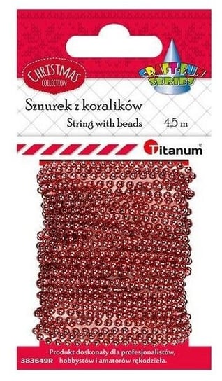 Titanium, koraliki na sznurku, 3 mm x 4,5 m, czerwone TITANIUM