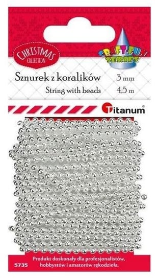 Titanium, koraliki na sznurku, 3 mm x 4,5 m, srebrne TITANIUM