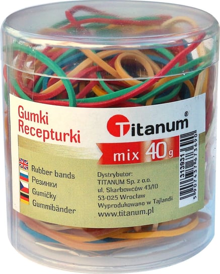 Titanum, gumki recepturki, mix kolorów, 40 g Titanum