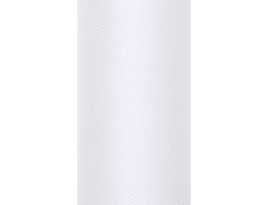 Tiul gładki, biały, 0,8 x 9 m PartyDeco