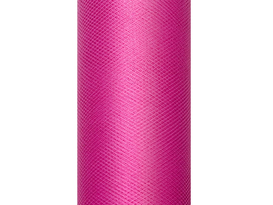 Tiul gładki, różowy, 0,30 x 9 m PartyDeco