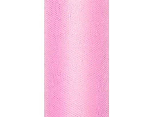 Tiul gładki, różowy jasny, 0,15 x 9 m PartyDeco