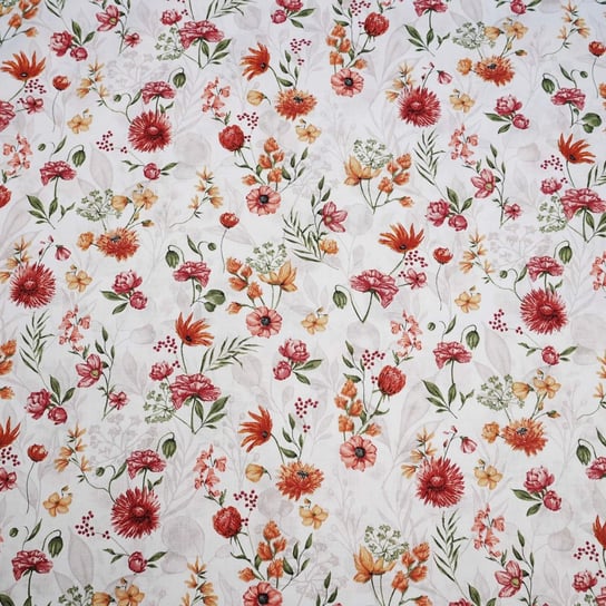 Tkanina bawełniana kwiaty polne czerwono pomarańczowe ANTEX