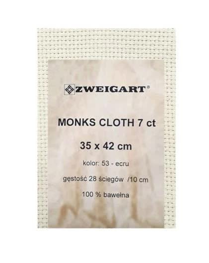 Tkanina kanwa Monks Cloth do punch needle Zweigart 7ct 35x42cm ecru 28/10 Inna marka