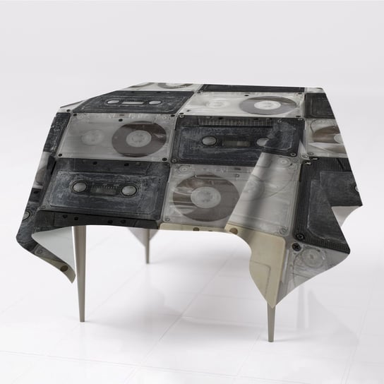 Tkanina obrusy na stół gładkie Stare kasety wzór, Fabricsy, 150x150 cm Fabricsy