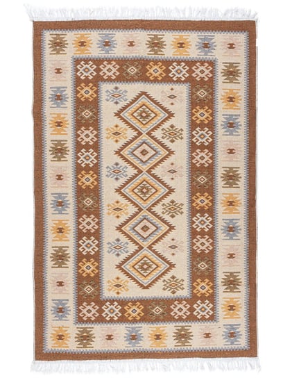 Tkany dywan kilim dwustronny, Brązowy, 120x180 cm MD