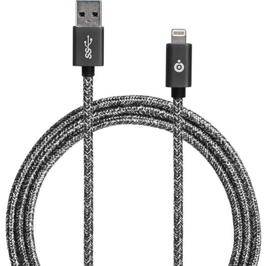 Tkany kabel ze złączem USB/Lightning 2 m - BIGBEN CONNECTED - Kabel - Czarny - 2 m - USB - Lightning Inny producent (majster PL)