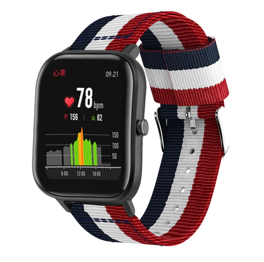 Tkany nylonowy pasek do zegarka dla Huami Amazfit GTS/Bip 20mm blue+white+red INF