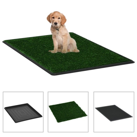 Toaleta dla zwierząt z tacą i sztuczną trawą, zieleń, 64x51x3cm vidaXL