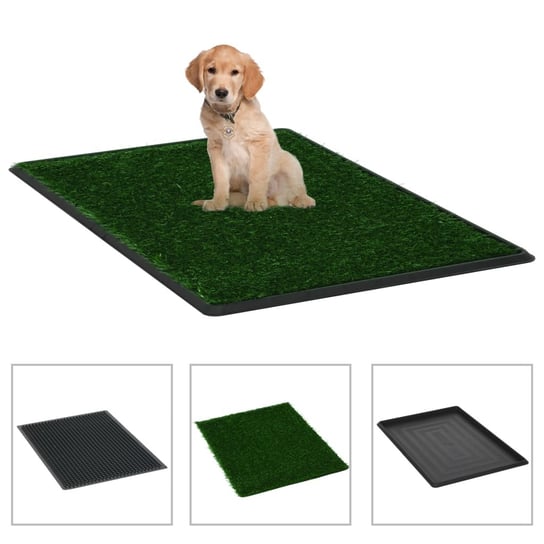 Toaleta dla zwierząt z tacą i sztuczną trawą, zieleń, 76x51x3cm vidaXL