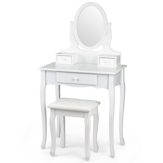 Toaletka kosmetyczna MODERNHOME duże regulowane lustro + stołek, 129x70x40 cm ModernHome
