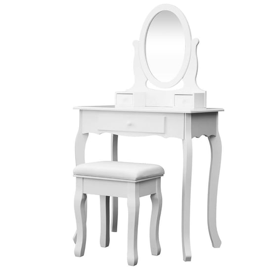 Toaletka kosmetyczna z lustrem + taboret MEBLEJANA Model-012, biała, 70x40x129,5 cm meblejana
