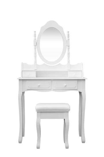 Toaletka kosmetyczna z lustrem + taboret MEBLEJANA Model-029, biała, 80x40x144,5 cm meblejana