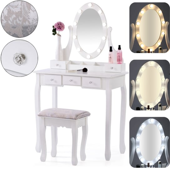Toaletka Kosmetyczna Z Podświetleniem + Taboret STERNHOFF