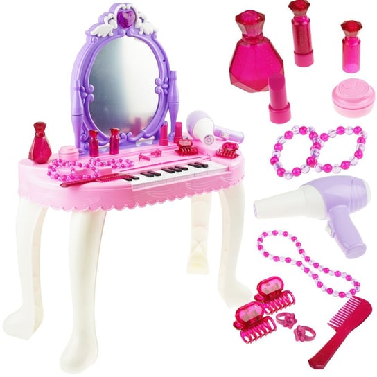 Toaletka róż dla dziewczynki z pianinem lustrem pianino akcesoria KinderSafe
