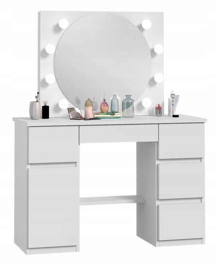 Toaletka z lustrem LED biały z szufladami Olivia 8 Led wiszące lustro Meblowa 1