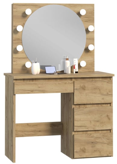 Toaletka z lustrem LED dąb craft kosmetyczna Beta 8 Led wiszące lustro Meblowa 1