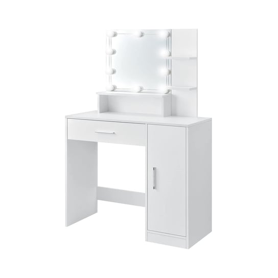 Toaletka Z Oświetleniem Led 90X38X137 Cm Biała Z Mdf Ml Design ML-DESIGN