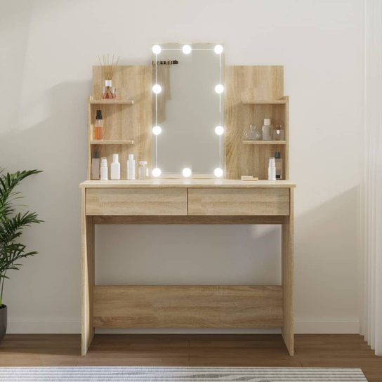 Toaletka Z O wietleniem LED D b Sonoma 96x40x142 Cm VidaXL Sklep toaletka-z-o-wietleniem-led-d-b-sonoma-96x40x142-cm-vidaxl-sklep