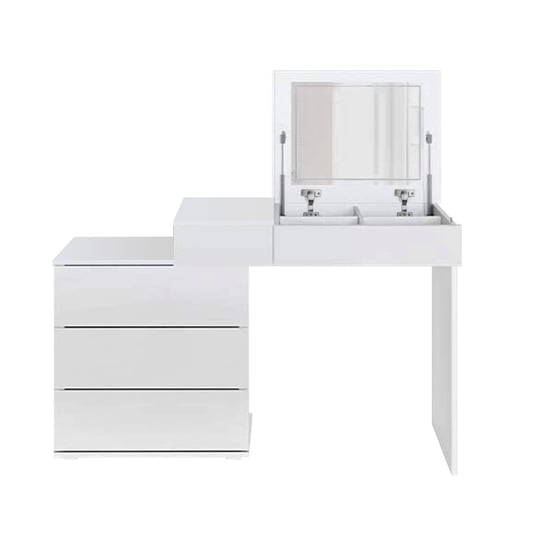 Toaletka Ze Składanym Lustrem 117,5X78X45 Cm Biały Mdf Ml Design ML-DESIGN
