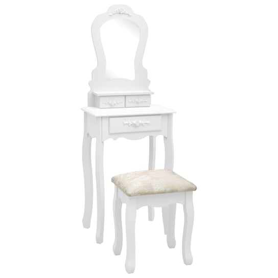 Toaletka ze stołkiem, biała, 50x59x136 cm, drewno paulowni vidaXL