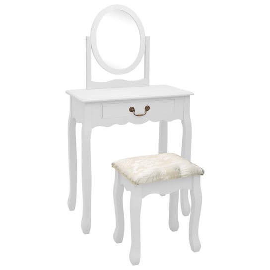 Toaletka ze stołkiem, biała, 65x36x128 cm, drewno paulowni, MDF vidaXL