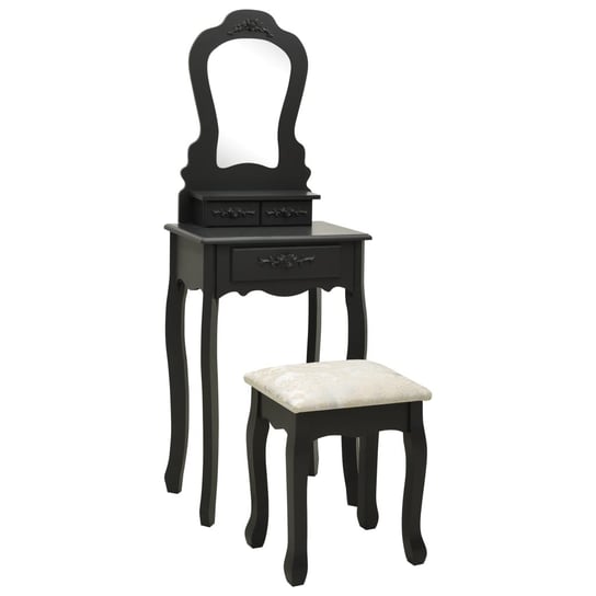 Toaletka ze stołkiem, czarna, 50x59x136 cm, drewno paulowni vidaXL