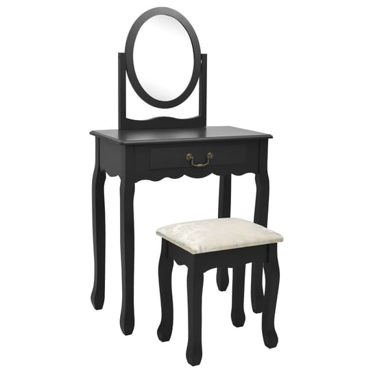 Toaletka ze stołkiem, czarna, 65x36x128 cm, drewno paulowni MDF vidaXL